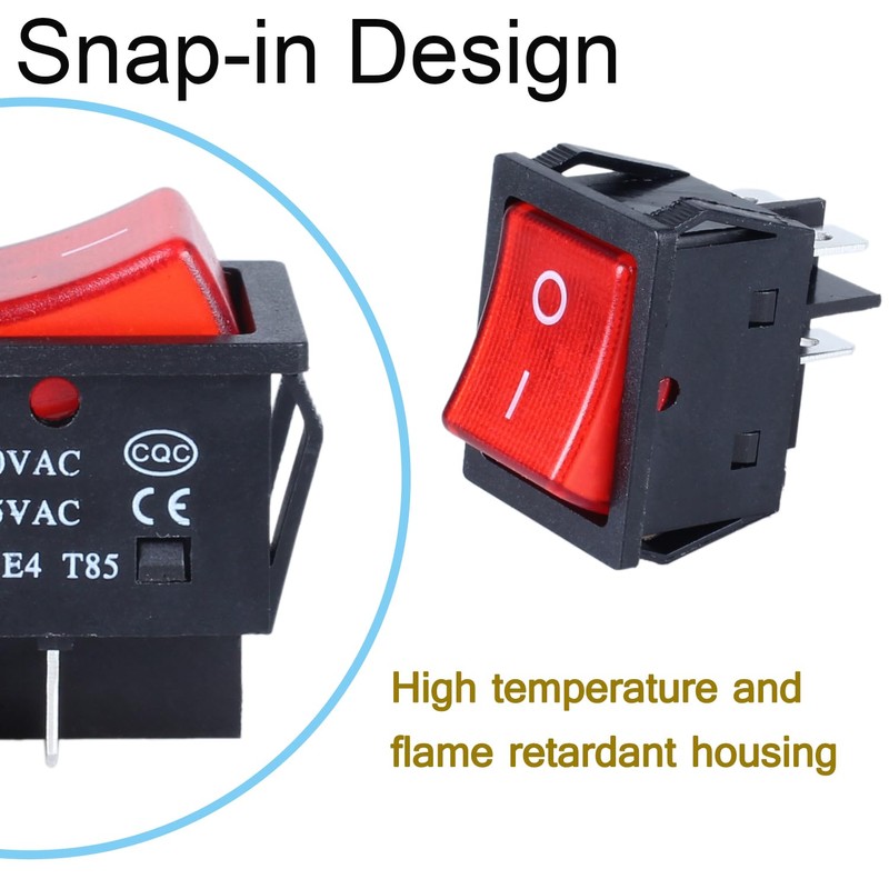 DMWD 3Pcs ON/Off Large Current Rocker Toggle Switch 30A 250VAC/