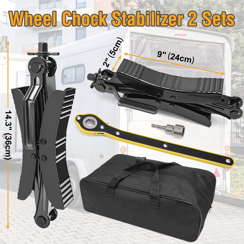 Lezcufer Camper Wheel Chock Stabilizer 2 Sets for RV Travel
