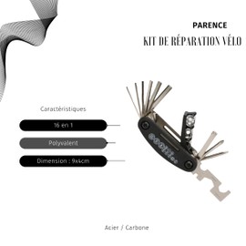 PARENCE. - Bicycle Repair Kit with 16 in 1 Multifunction Compact Key - The Essential for Cycling Adventures