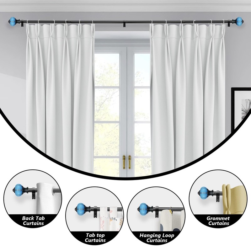 Ceramic Curtain Rods for Windows 48 to 84 Inch,1 Inch