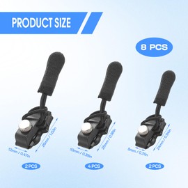 8PCS Zipper Repair Kit,3 Sizes Replacement Instant Fix Zipper Repair Kit for Backpacks Luggage Jackets Coats Zip