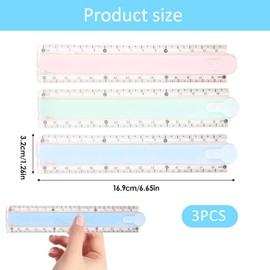 3 Pcs Ruler 30cm Folding,Plastic Transparent Stationary Helix Folding Ruler,Cute Straight Geometric Foldable Straightedge,for School,Children,Kids,Office & Crafts Straight Edge(Blue,Pink,Green)