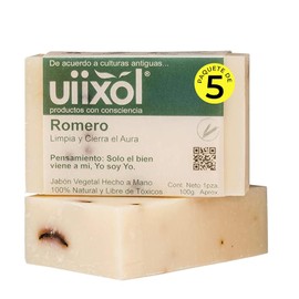 Uiixol Jabones Artesanales en Barra con Aromaterapia | Kit de 5 Jabones con Aceite Esencial de Romero | Jabón Corporal Vegano Natural para Cuerpo y Energía | 100g c/u