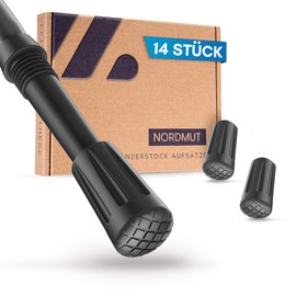 NORDMUT® Nordic Walking Poles Rubber Buffer [Pack of 14] Hiking Pole Attachments for All Standard Trekking Poles Walking Pole Buffer Walking Pads for Any Terrain [Asphalt]