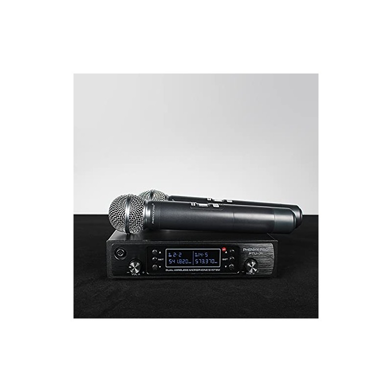 Phenyx Pro Sistema de Micrófono Inalámbrico UHF Dual PTU-71-2H