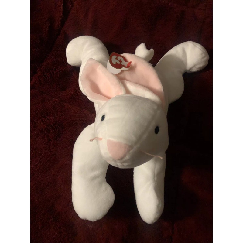 TY Pillow Pals 14" Clover White Bunny Rabbit 1997 Plush!