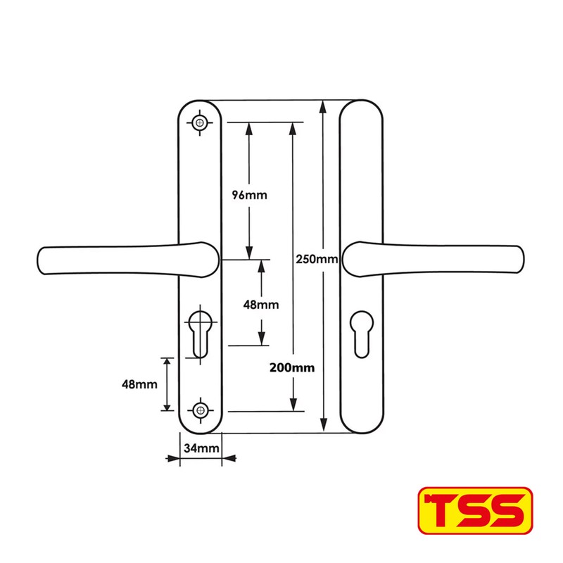 TSS UPVC Door Handle Set, 48mm PZ (Centres), Lever/Lever, Screw