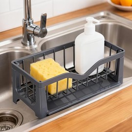 Raxfekro Sink Organiser, Kitchen Sink Organiser, Slim Dish Cloth Holder, Sink Organiser, Cloth Holder, Sink, Plastic for the Kitchen and Bathroom, Storage & Organisation