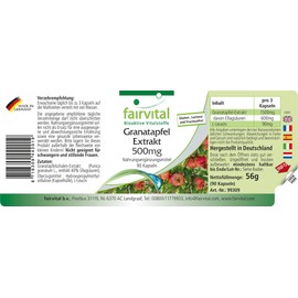 Fairvital Pomegranate Capsules 500 mg – High Dose – Vegan – 90 Capsules – Rich in Ellagic Acid