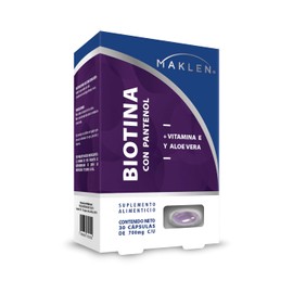 Hair Skin Nails | Biotina, Pantenol, Vitamina E y Aloe Vera | 30 Capsulas Softgels | Vitaminas para el Cabello, Piel y Uñas | Maklen