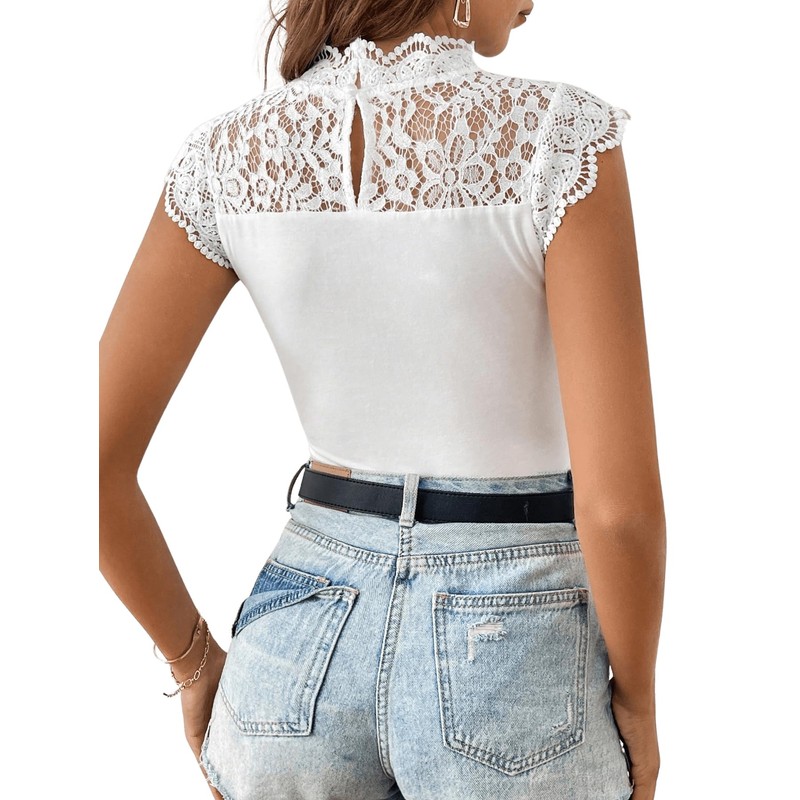 GORGLITTER Lace Body Bodysuit Women's Elegant Tops Summer Lace Body