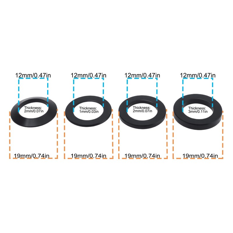 EMSea 4Pcs M12 Bicycle Thru-Axle Aluminum Alloy Flat Washer for