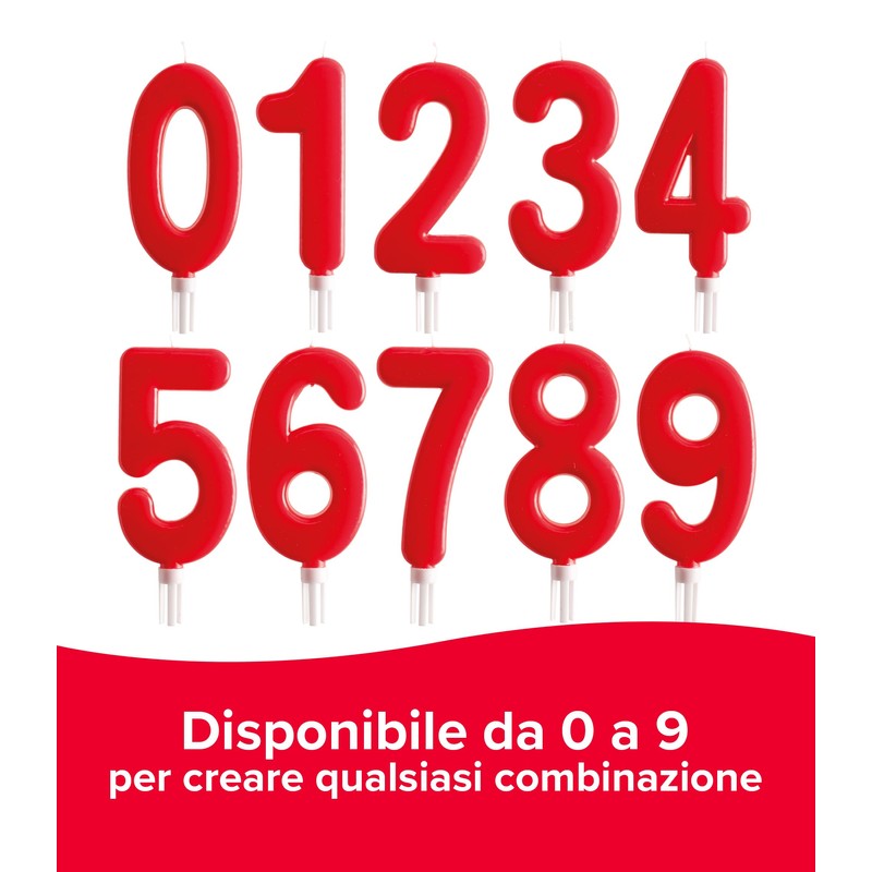 dekora - Candeline Compleanno Gigante Numero 6 Rossa 15 cm