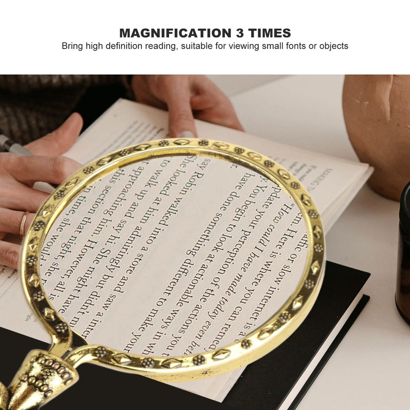 3X Retro Magnifying Glass Elderly Kids Handheld Magnifier for Reading