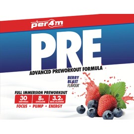 per4m Per4m Pre Workout Powder 570g | Intense Pump, Sustained Energy and Mental Focus | with L-Citrulline, Beta Alanine & Caffeine with Added Hydration (Berry Blast)