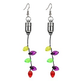 Classic LED Light Bulbs Dangle Hook Long Earrings for Women Colored Bulb Lights Up Glow In The Dark Tassel Drop Huggie Hoops Earring Fashion Festive Party Decoration Supplies Jewelry Gifts Christmas Birthday