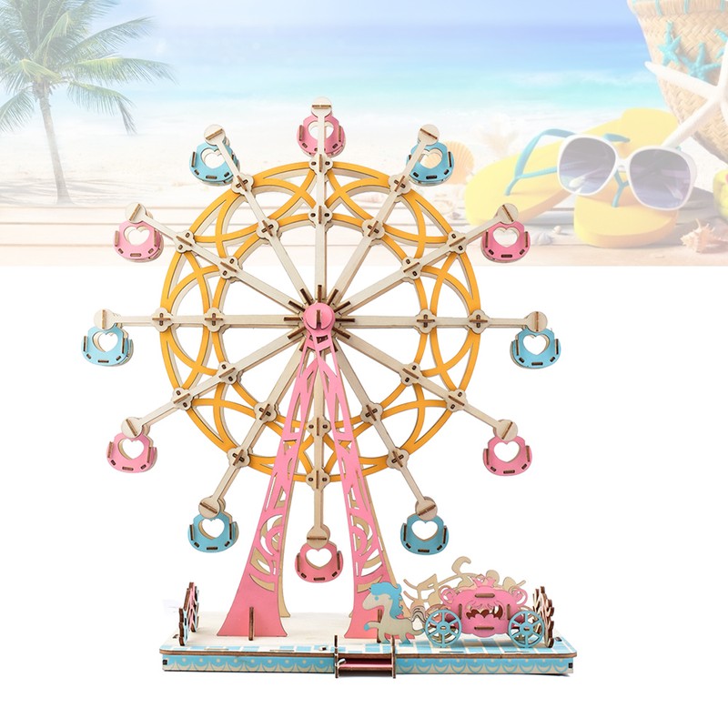 3D Cartoon Wooden Jigsaw Ferris Wheel Puzzle Toy for Kid