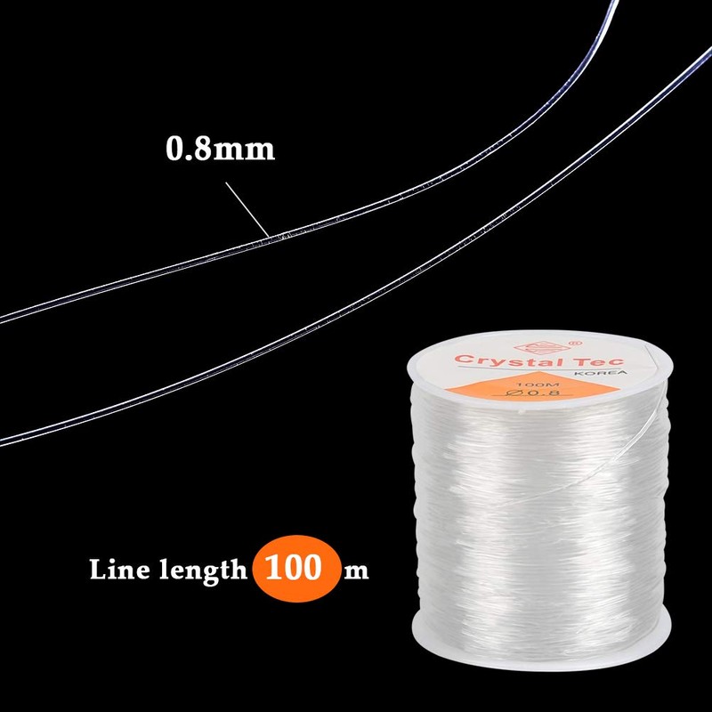 2Roll 0.8mm Elastic String for Bracelets, Crystal String Stretch String