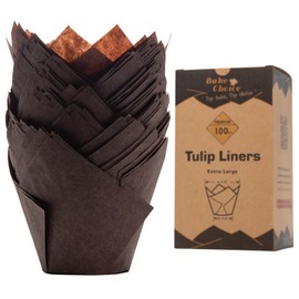 Bake Choice Nordic Paper100pcs Large Size Brown Tulip Cupcake Liners for Baking Cups EU Parchment paper Tulip Muffin Liners, Cupcake Wrapper for Party, Christmas