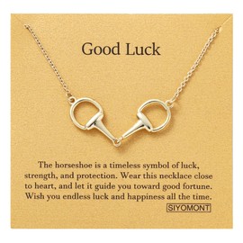 SIYOMONT Horse Necklace 14K Gold Plated Snaffle Bit Snaffle Bit Pendant Necklace Jewelry Gift for Women, Gold, Brass, No Gemstone
