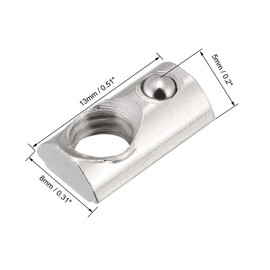 sourcing map Roll-In Spring M6 T Nut, Roll Ball Elastic Nuts for 2020 Series Aluminum Extrusion Profile Suitable for Aluminum Profile With 6mm Groove Depth, Pack of 12
