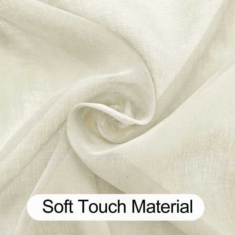 XWZO Cream Sheer Curtains 84 inches Long, Voile Light Filtering
