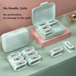 WANGCL 12PCS Duvet Clips Safety No Pins Duvet Cover Clips Anti-Move Bed Quilt Sheet Clip Fit For Beach Towel Quilts Curtains Socks -Green With Storage Box