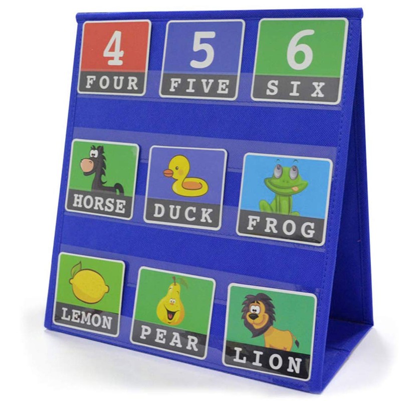 HINMAY Desktop Tabletop Pocket Chart, Classroom Double-Side and self-Standing Pocket