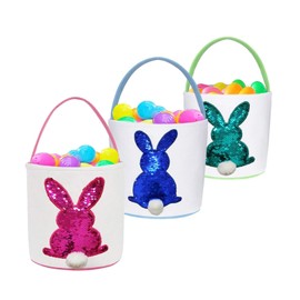 Ficlwigkis Easter Basket - 3PCS Easter Baskets for Kids Easter Bunny Easter Baskets Easter Egg Baskets for Easter Gifts Easter Egg Hunt (Colourful 1)