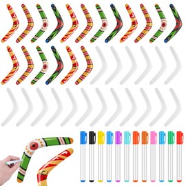 24 Pcs Plastic Boomerangs Craft for Teens Color Your Own DIY V Shaped Returning Boomerangs with Markers Fun Outdoor Throw Catch Flying Toy for Boys Girls Classroom Game Vbs Craft School Activities
