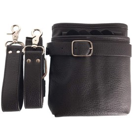 GLASS FROG Genuine Leather Scissor Case, 8 Pieces, Removable Scissor Insert, Hairdresser Trimmer (Black)