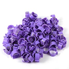 100pcs/bag 16mm 001-100 Numbered Plastic Rings for Poultry, Chickens, Ducks, Goose Legs (Purple)
