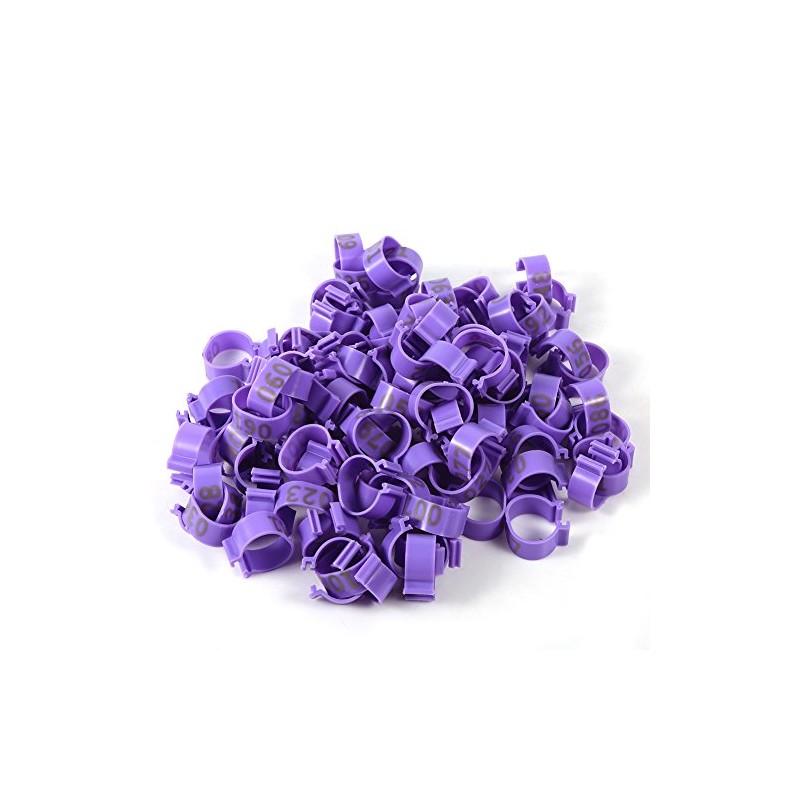 100pcs/bag 16mm 001-100 Numbered Plastic Rings for Poultry, Chickens, Ducks,