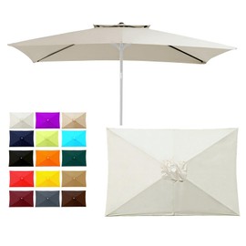 GLDDFDG Outdoor Patio Umbrella Replacement Canopy 6 Ribs, 6.5X10 Ft Rectangular Patio Umbrellas Replacement Canopy for Market Table Parasol Top Cover - Heavy Duty Polyester Fabric (Canopy Only),Beige