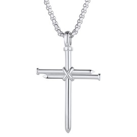 Richsteel Nail Cross Necklace Mens Chain Stainless Steel Pendant Christ Womens Chains Crucifix Necklaces