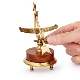 NKlaus Maritime Sundial Made of Wood and Brass Antique 13 cm High Antique Decoration 11568
