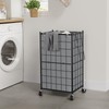 WOWLIVE Laundry Hamper with Wheels,Metal Wire Frame Rolling Laundry Basket