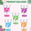 ANYMONYPF 60 PCS Hawaii Luau Plastic Cups 12oz Tropical Hibiscus