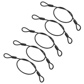 PATIKIL 5/32" Dia Vinyl Coated Stainless Steel Cable with Loops, 5 Pcs 2 ft (20") Flexible Wire Rope Security Chain Lanyard Lock for Outdoor Stage Lighting Luggage Lock, Black