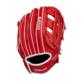 Wilson 2024 A450™ 11” Youth Infield Baseball Glove - Right Hand Throw, Red/White