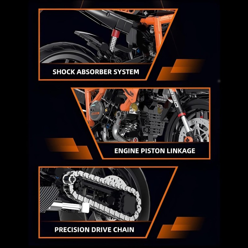 NUOJIAYING Technik Motorcycle Building Blocks for Superduke 1290R, 579 Pieces