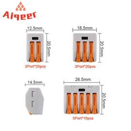 Aiqeer 50 Pcs Lever-Nut Wire Connectors Set, Conductor Compact Wire Connectors, Cable Clamp Terminal Block Quick Spring Connector (PCT-212/213/215)