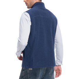 Pioneer Camp Fleece Vest Men Outerwear Full-Zip Polar Casual Lightweight Winter Sleeveless Outerwear with 5 Pockets Soft Warm Travel Vest(Navy)