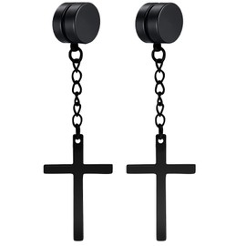 NEWITIN Magnetic Stud Earrings for Men Stainless Steel Magnetic Earrings Men Clip on Earrings Unisex Non Piercing Cross Earrings Diamond Earrings for Men Women