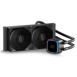 Ocypus Iota L24 Aio Cooler with Digital Display,240MM AIO CPU Water Cooler with Efficient Cooling Pump,ARGB Lighting Control,120MM PWM Fans Up to 2000 RPM,Suitable for AMD & Intel LGA (Black)