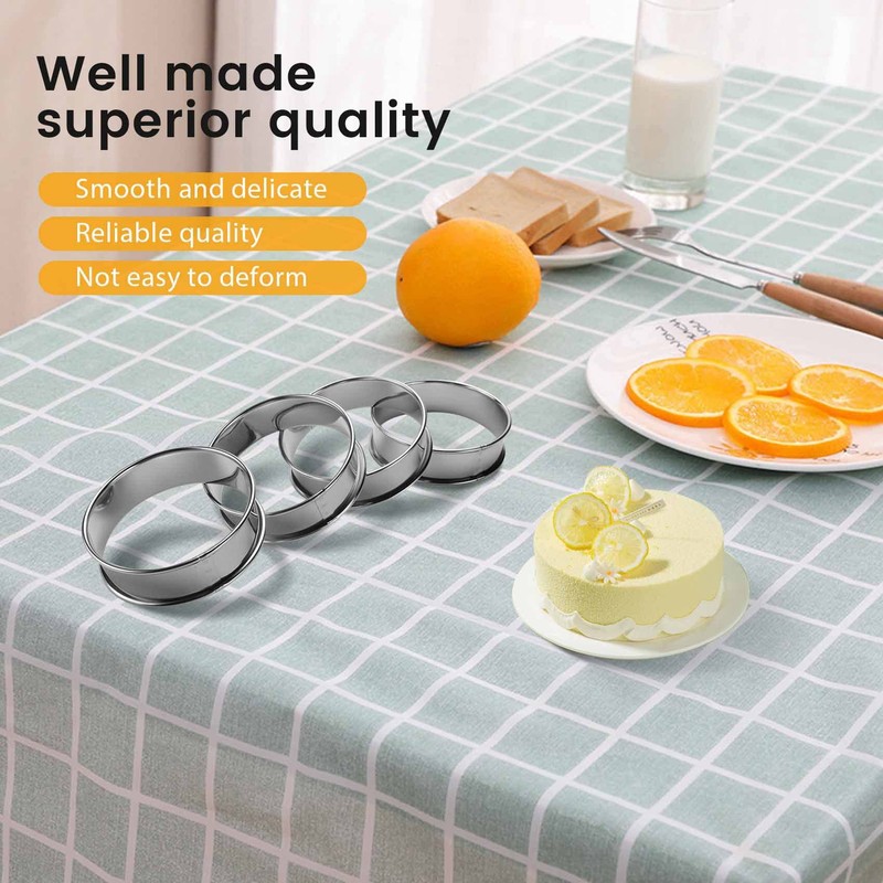 Dovhmoh Double Rolled Tart Rings, English Muffin Rings, Pro Crumpet