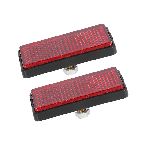 HEROFFIX Pair M6*1.0 Red Rectangle Universal Screw Mount Reflective Warning