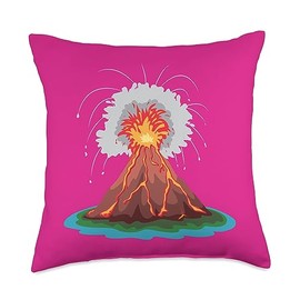 Volcano Children & Dinosaur Lava Kids Gift Idea Volcano Lava Party Magma Volcanic Eruption Geology Hawaii Throw Pillow, 18x18, Multicolor