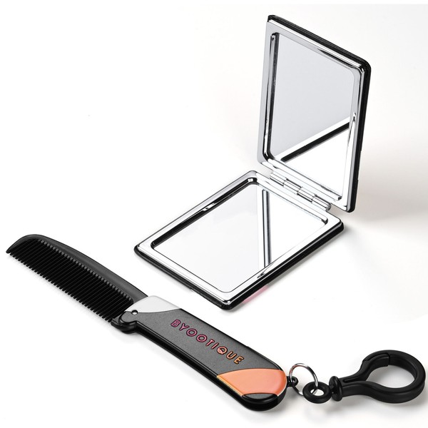 Byootique Portable Pocket Mirror X1X2 Folding Comb Makeup Cosmetic Mirror Travel