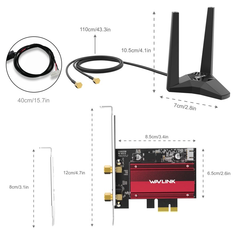 WAVLINK WIFI6 PCIe Wireless LAN Card PCIe Adapter 802.11AX Dual